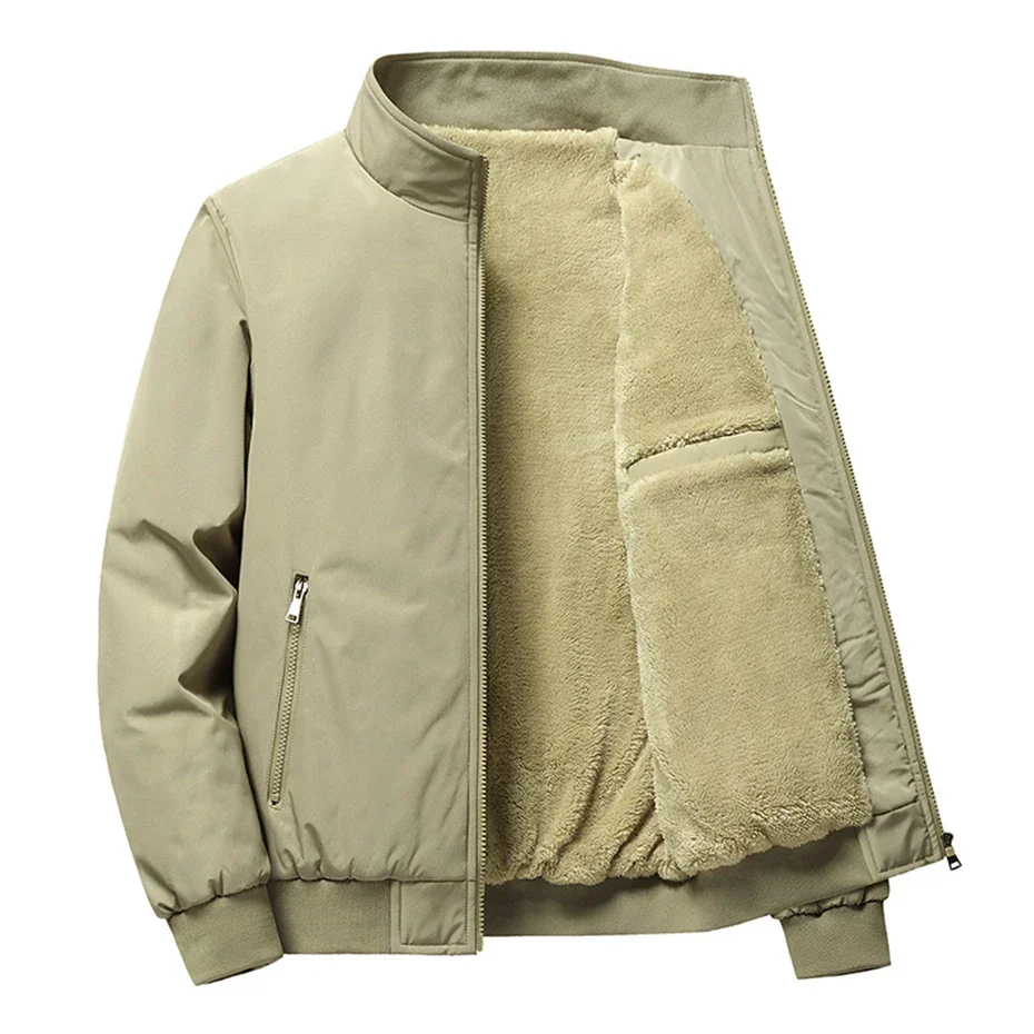 DELTOSTIN Premium Beige Fleece-Lined Winter Bomber