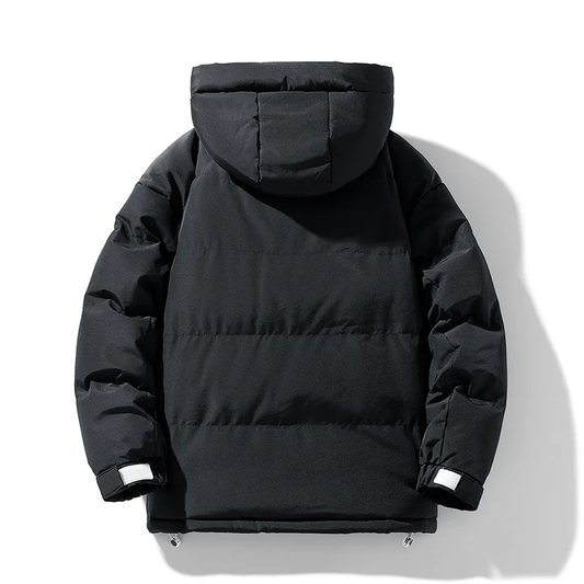 Deltostin Men’s Camel Brown Puffer Jacket – Warm Hooded Winter Coat with Streetwear Edge