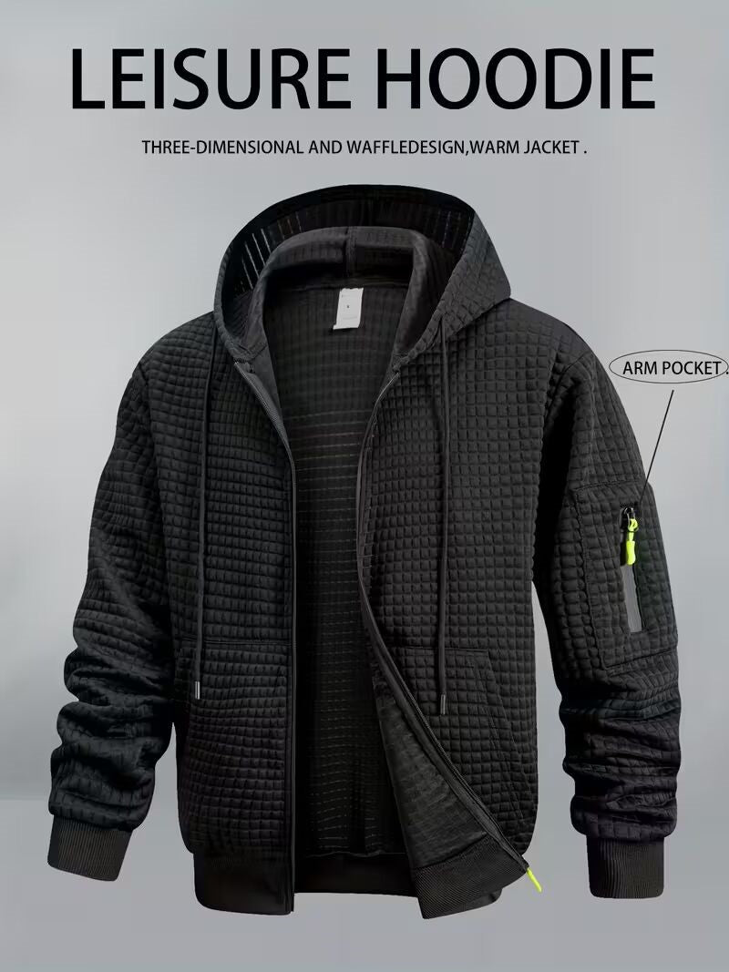 DELTOSTIN Urban Black Textured Street Hoodie