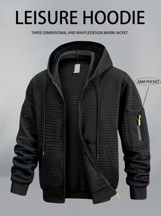 DELTOSTIN Urban Black Textured Street Hoodie