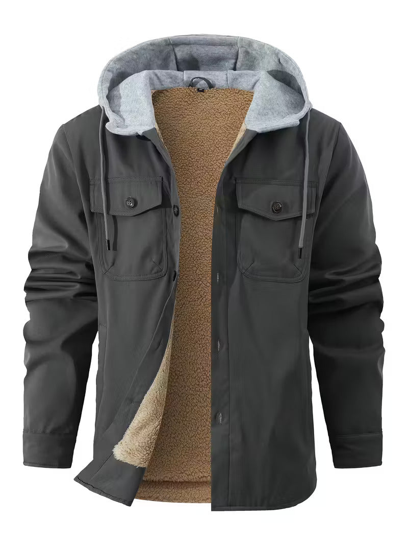DELTOSTIN Premium Brown Sherpa-Lined Hoodie Jacket