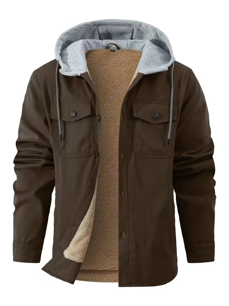 DELTOSTIN Premium Brown Sherpa-Lined Hoodie Jacket
