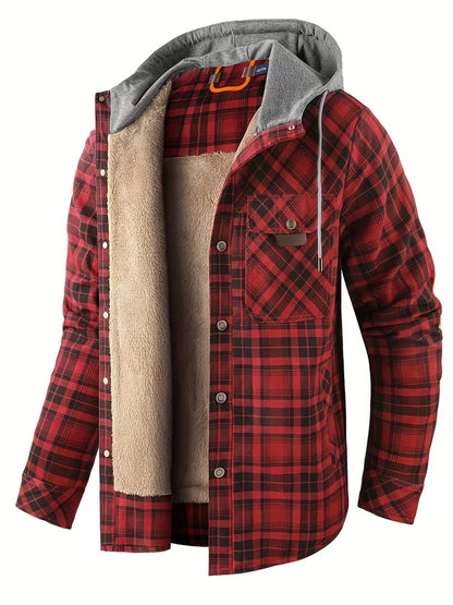 DELTOSTIN Premium Red Checkered Sherpa Hoodie Jacket