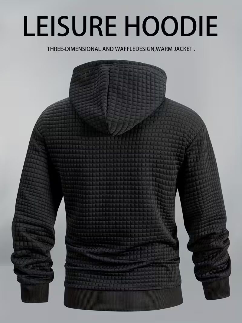 DELTOSTIN Urban Black Textured Street Hoodie