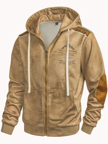 DELTOSTIN Yellowstone Adventure Beige Zip Hoodie