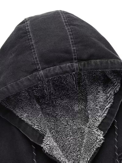 DELTOSTIN Premium Denim Fleece-Lined Winter Hoodie Jacket
