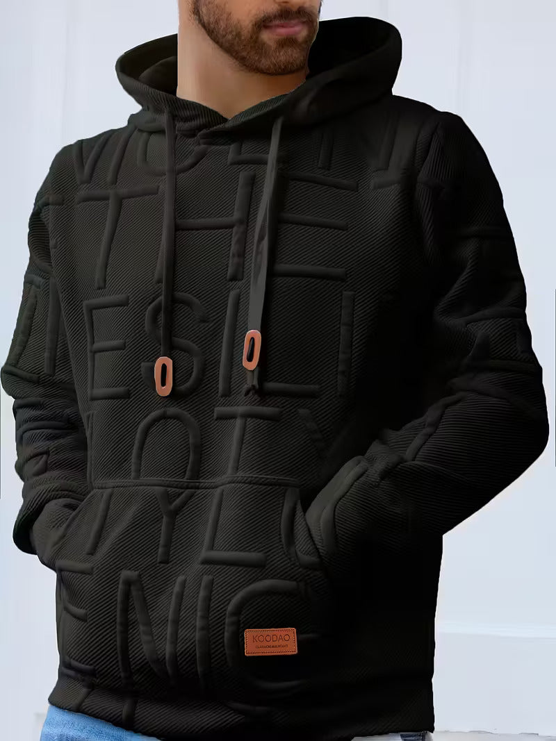 DELTOSTIN Premium Embossed Black Hoodie