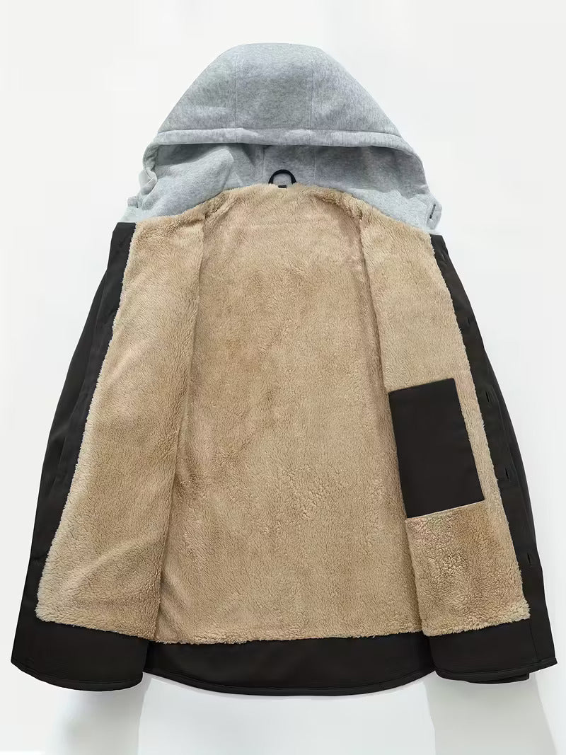 DELTOSTIN Premium Brown Sherpa-Lined Hoodie Jacket