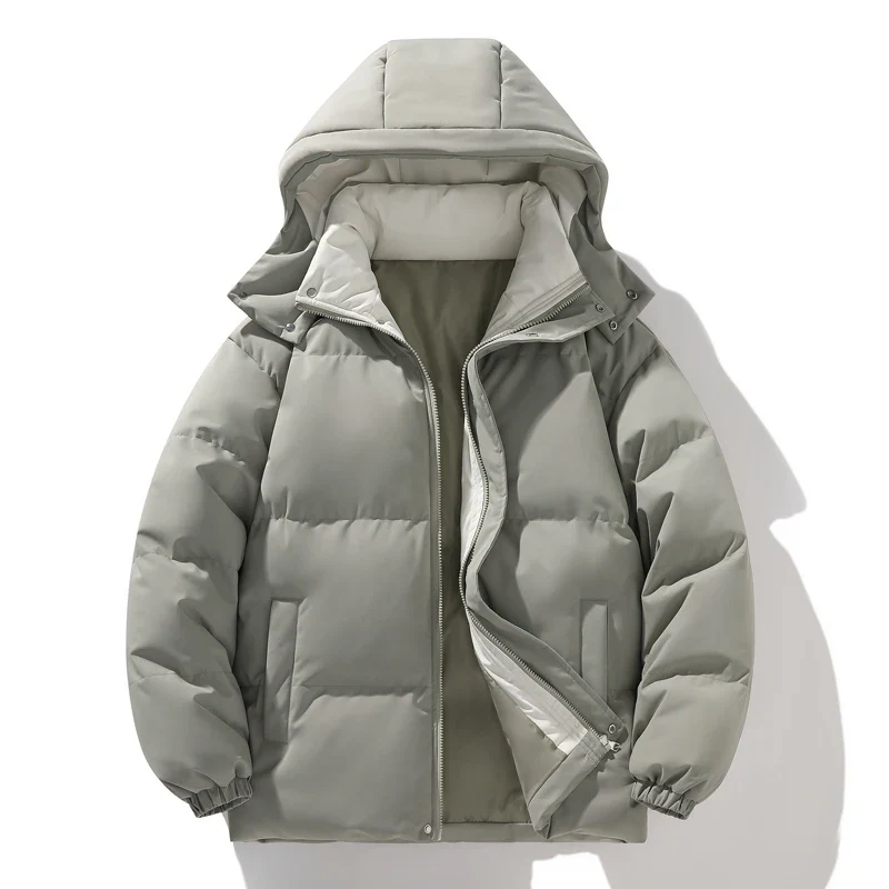 Deltostin Unisex Winter Puffer Jacket – Warm Cream White Hooded Insulated Coat