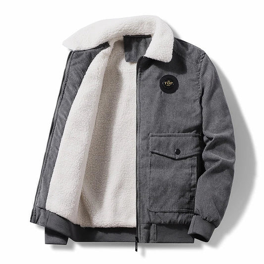 DELTOSTIN Premium Grey Corduroy Sherpa Jacket