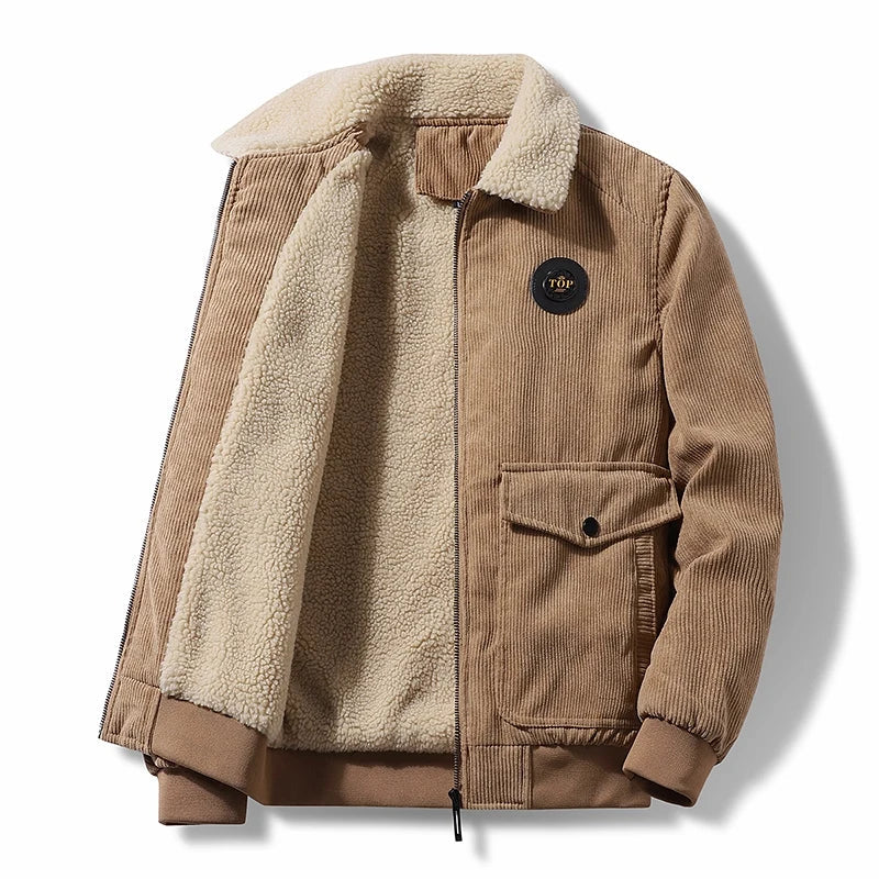 DELTOSTIN Premium Grey Corduroy Sherpa Jacket