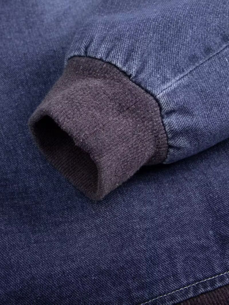 DELTOSTIN Premium Denim Fleece-Lined Winter Hoodie Jacket